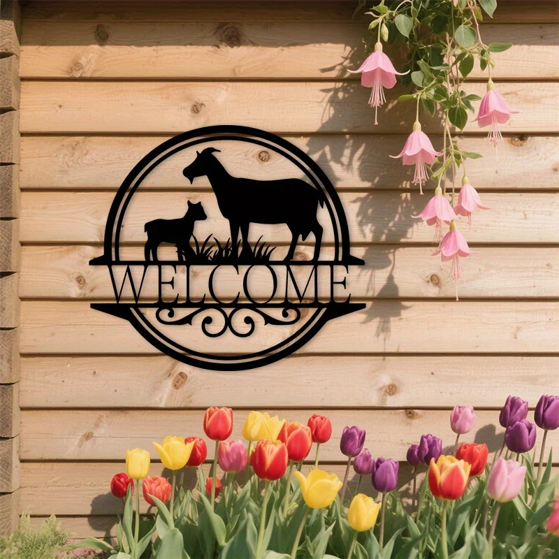 CIFbuy Goat Sheep Metal Wall Art Forged Iron Craft Farm Porch Home Decor Sign