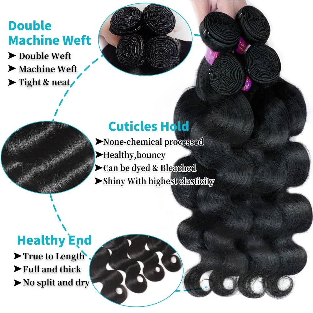 26 28 30 32 بوصة الجسم موجة 1/3/4 حزم البرازيلي ريمي 100% غير المجهزة الشعر البشري متموجة مزدوجة تعادل حزم نسج ملحقات #3