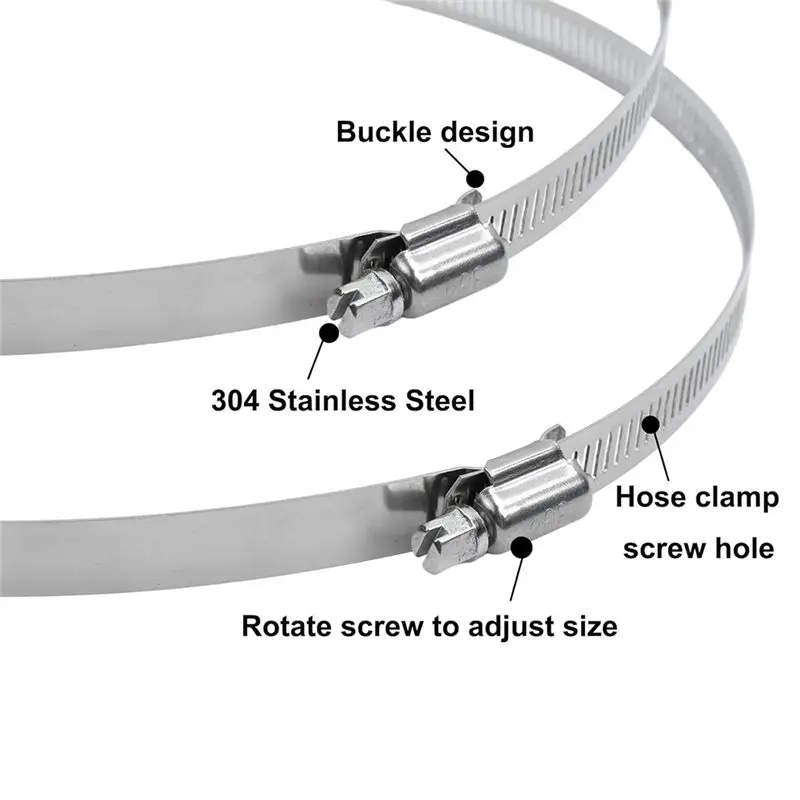 ABZV-أنبوب مجاري الهواء 6 بوصة خرطوم المشبك، 304 الفولاذ المقاوم للصدأ دودة والعتاد قابل للتعديل المشابك (141-165 مم)، 10 عبوات #5