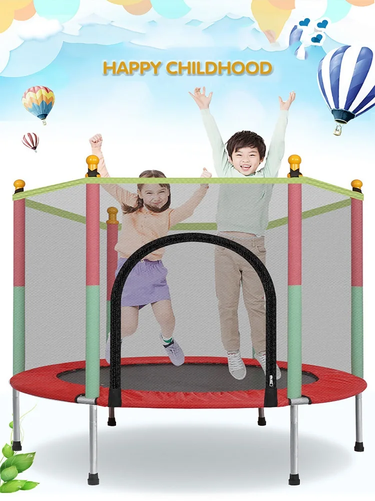 Trampoline de haute qualité pour enfants, trampoline d'exercice avec filet de protection, équipement de divertissement sportif d'intérieur, capacité de charge de 100 kg