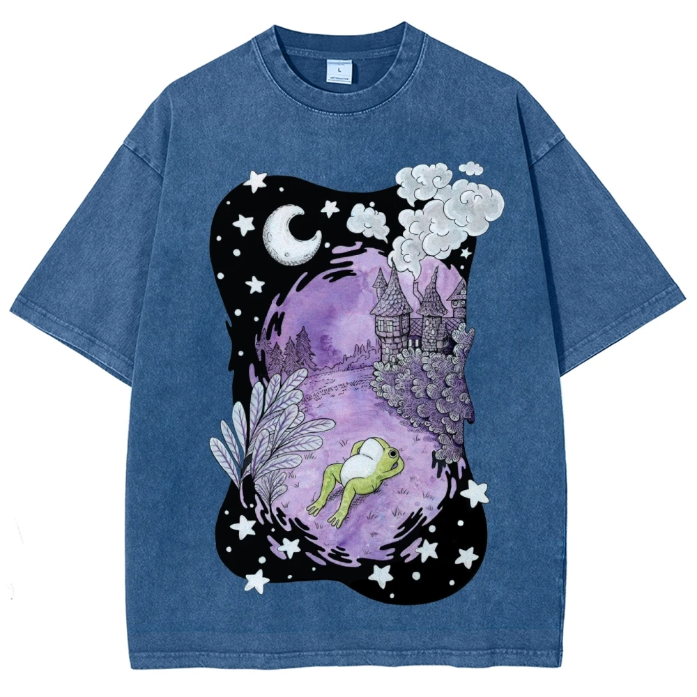 Cute Frog T-Shirt Women's Graphic Clothing Sales Unisex Oversized  y2k Clothes Shirts Women's Streetwear Shirt Vintage 90s Shirt