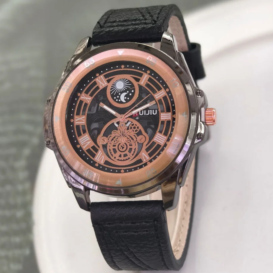 New Fashion Luxury Top Man Hollow Leather Watch Men Business Quartz Watches Students Sports Wrist Watches For Gift Reloj Hombre