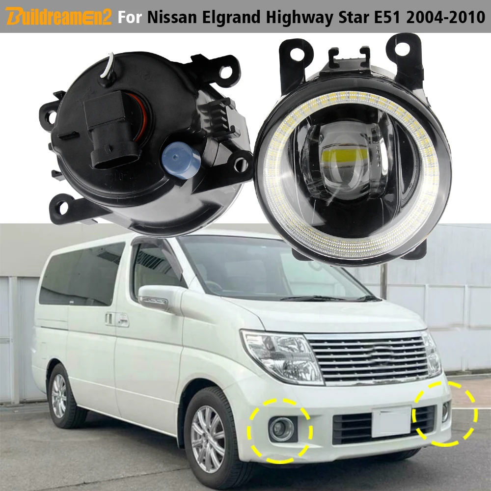 1 Pair Car LED Fog Light DRL Angel Eye Daylight H11 12V For Nissan Elgrand Highway Star E51 2004 2005 2006 2007 2008 2009 2010