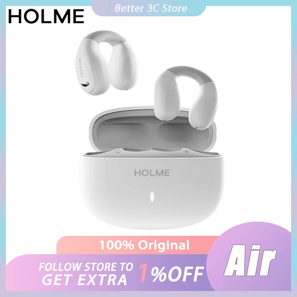 

HOLME Air Earclip Earphones 2 Mic ENC Open Earbuds IPX5 Waterproof Bluetooth 5.4 Gaming Headset Long Battery Life Custom Gifts