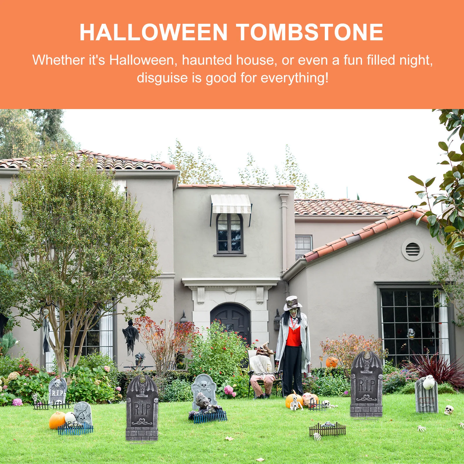 

1pc Foam Gravestone Decoration Halloween Spooky Tombstone Prop For Outdoor Indoor Haunted House Decor Scared Grave Marker Props