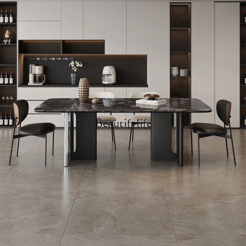 

2Italian minimalist supercrystalline stone dining table high-end obsidian microcrystalline stone dining table