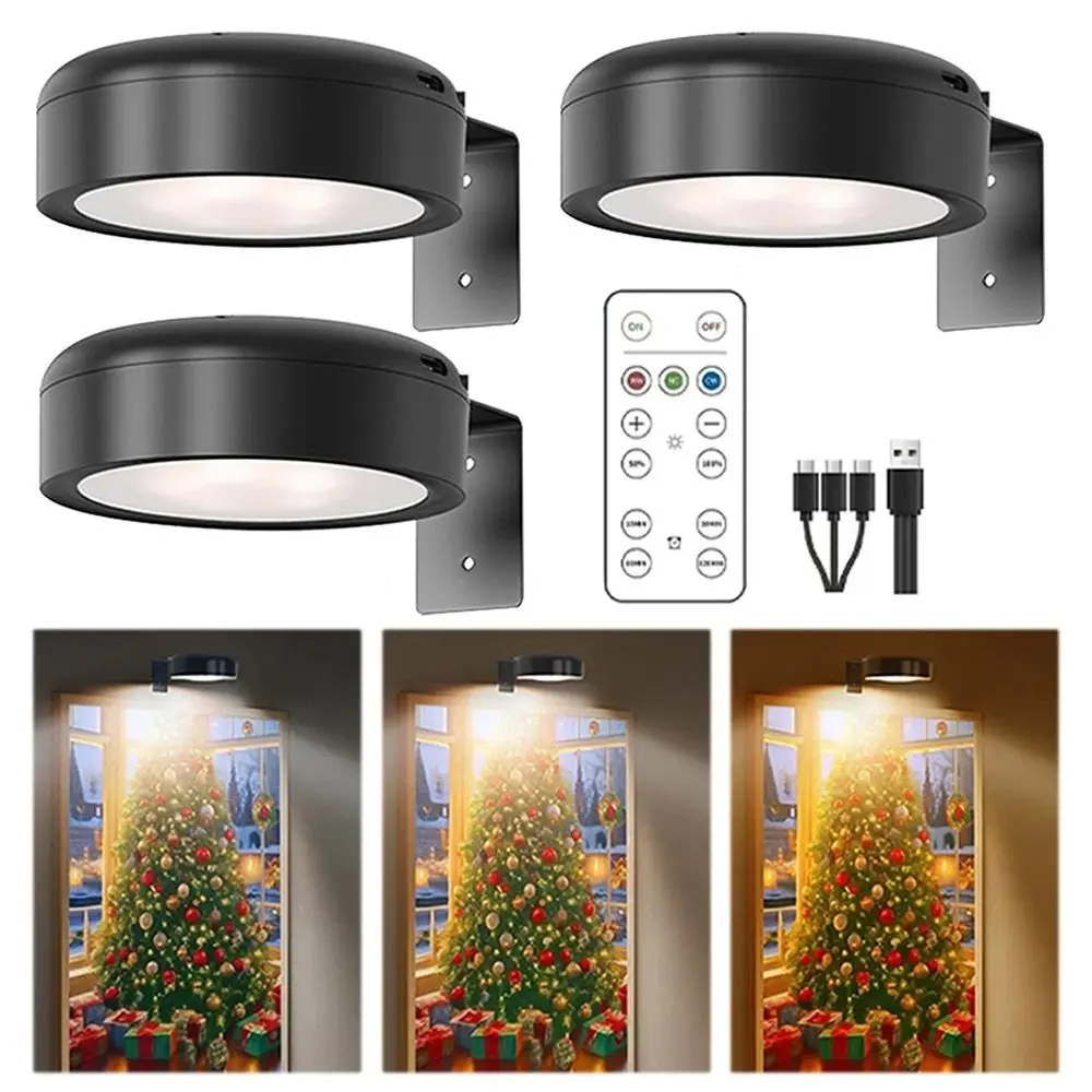 1/2/3Pcs Wall Mounted Magnetic LED Light No-Drill Dimmable Wireless Picture Light Adjustable Timer Energy Saving