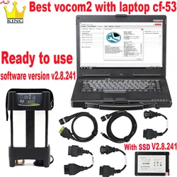 For vocom 2 ii Heavy Duty Truck excavator Diagnostic OBD2 scanner Cable VOCOM with laptop CF-53 Diagnostic Tools READY TO USE