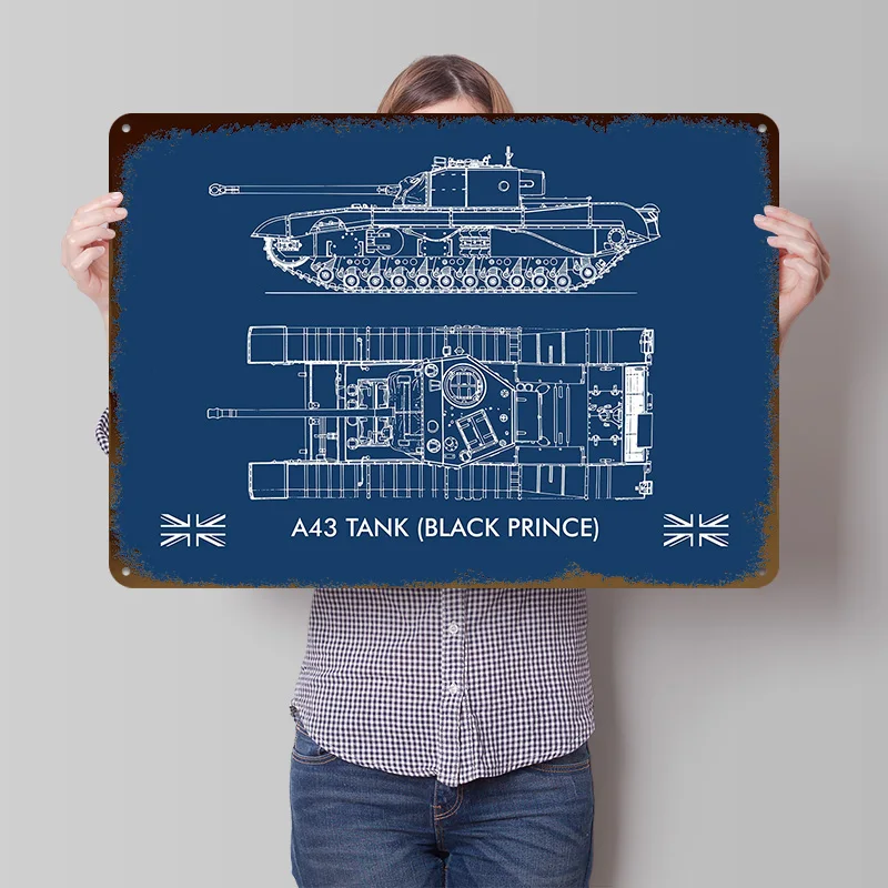 A43 Black Prince Tank UK2 Printed Poster Customized Wall Art Retro Vintage Metal Tin Signs for Room Decorating Interior House