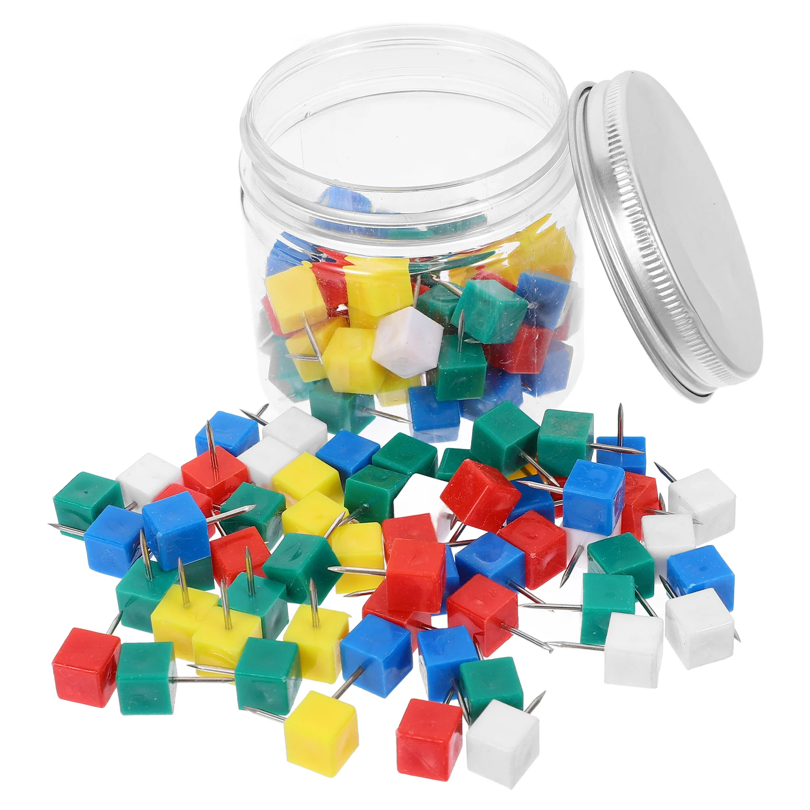 

100pcs Square Head Push Pins Steel Map Tacks For Bulletin Board Cork Strip Plastic Push Pin Painting Office Home Use