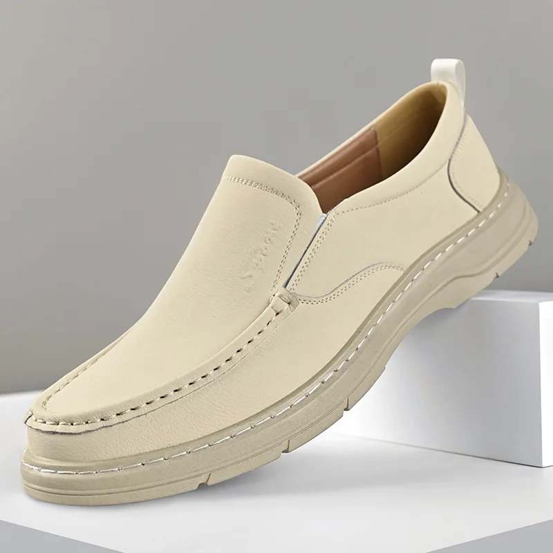 

2026 men's leather shoes, one foot casual leather shoes, British loafers, breathable and comfortable outdoor sports shoes