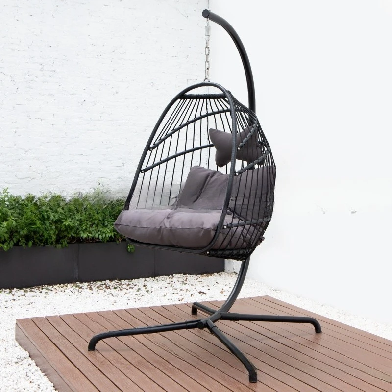 

Outdoor rattan furniture Garden balcony swing Indoor household folding swing chair Leisure imitation rattan hanging basket