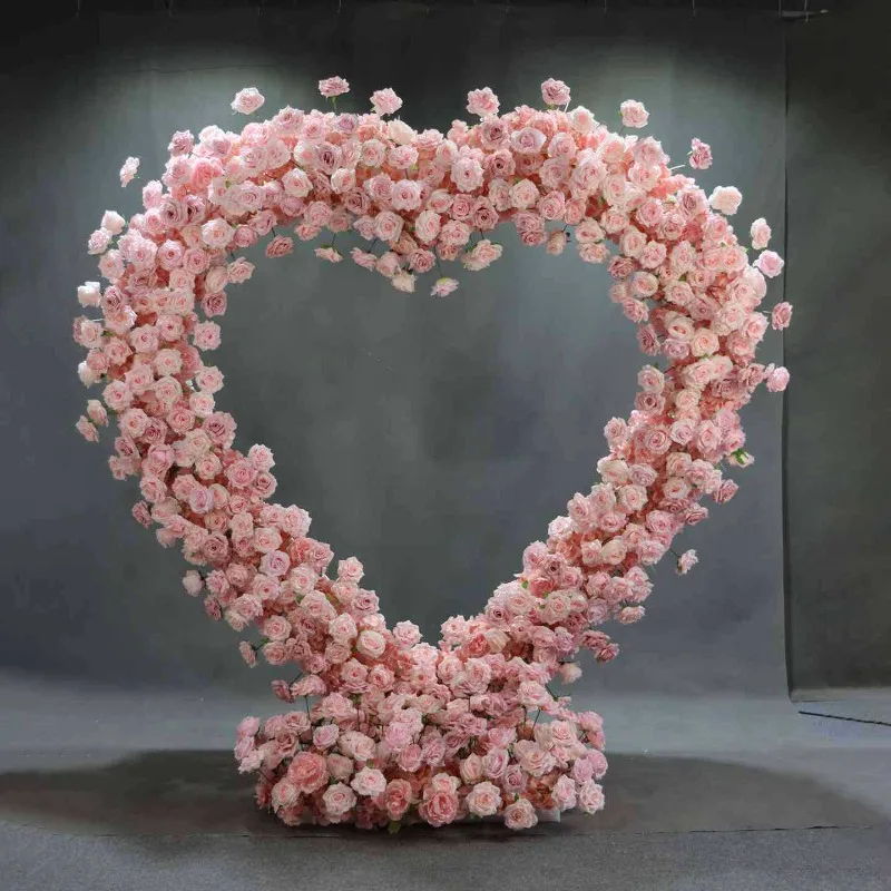 New wedding props heart-shaped arch floral wrought iron shelf outdoor wedding hall decoration arrangement shooting prop flower
