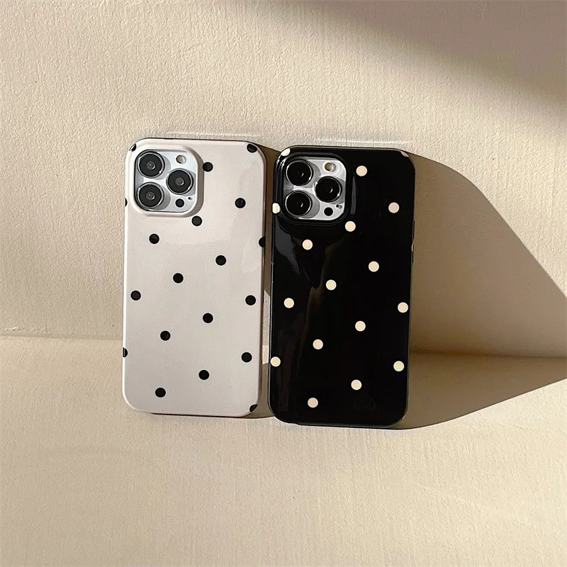 

For iPhone 14Promax 2023 New Ins Net Red Black and White Wave Dot Simple Phone Soft Case 14Pro 13Promax 12 11 Xsmax Xr X Xs