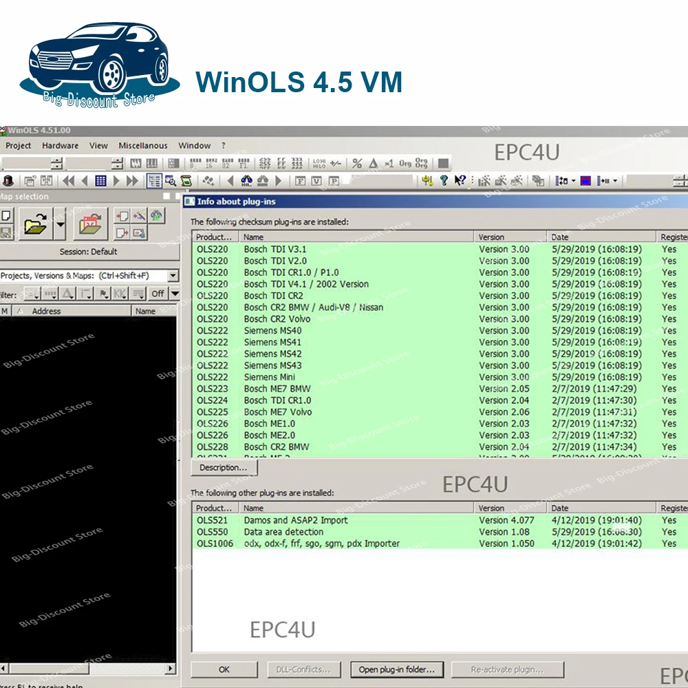 New WinOLS 4.51 With Plugins Auto ECU Chip Tuning Software VMWARE+ecm TITANIU+immo too+ ecu remapping lessons send by USB