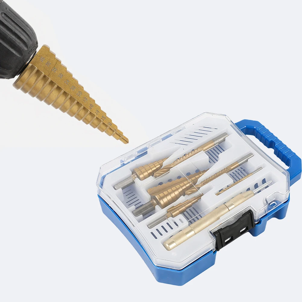 Center Punch Step Drill Bit Set For Sheet Metal Double Groove Design Double-edged for sawtooth For Stainless Steel