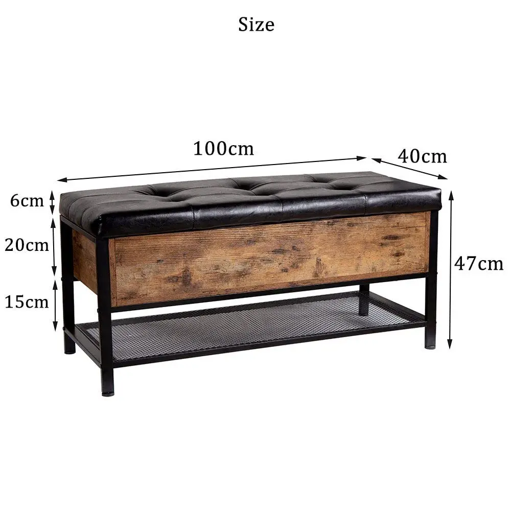 Living Room Entryway Industrial Wooden Storage Shoes Changing Bench Soft Padded Metal Frame Shoe Cabinet Racks