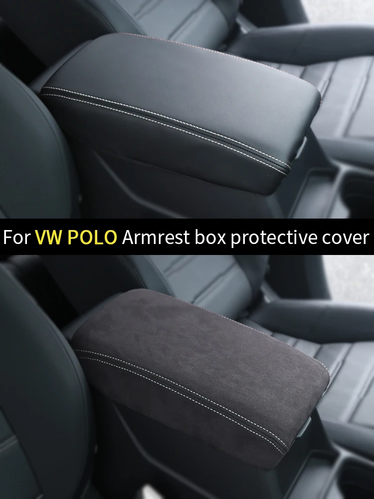 Central Control Armrest Box Protective Cover Pad For Volkswagen VW POLO VI MK6 Plus 2019 2020 2021 2022 2023 2024 Accessories