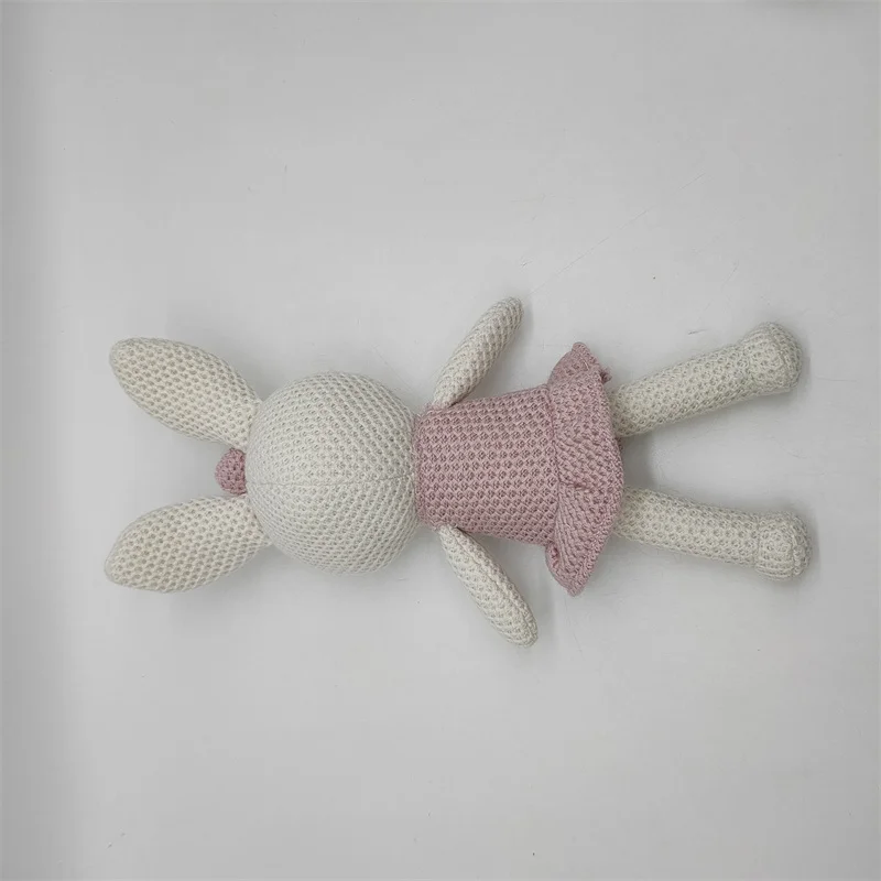 1 pcs new handmade rabbit crochet wool doll wool animal stuffed plush toy baby soothing Knitted couple rabbit Cuddle Doll