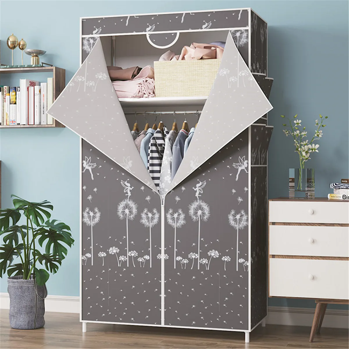 Folding Wardrobe Non-woven Fabric Cloth Storage Cabinet Organizer DIY Assembly Moisture Dustproof Wardrobe Closet 70x45x160cm