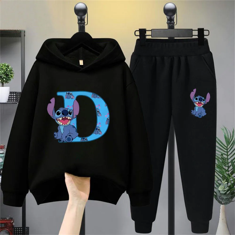 Lilo And Stitch Hoodie Set Birthday Lucky Letters Children\'s Clothing Girls And Boys Harajuku Pattern Hoodie Baby Casual