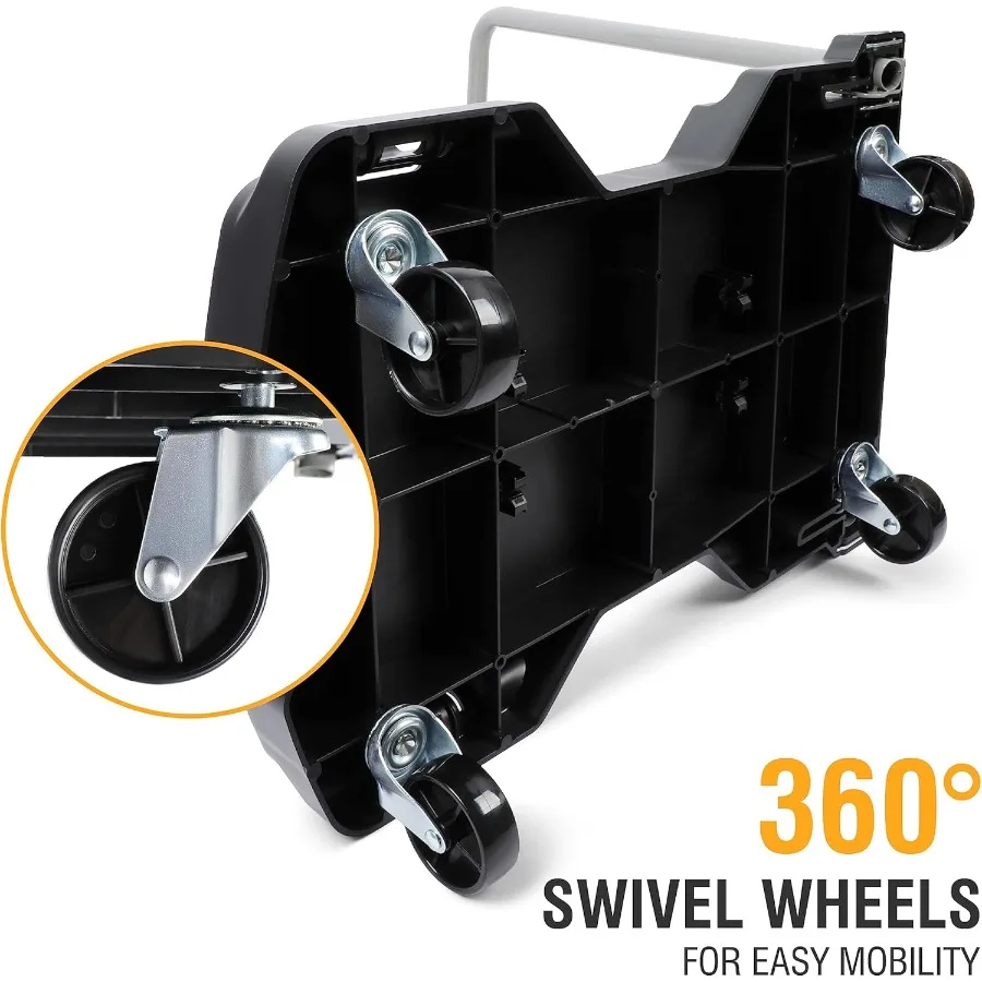 Fully Folded Resin Push Cart Dolly with 330 Lb. Loading Capacity for Heavy Duty Moving and Transport Collapsible Flatbed Hand T