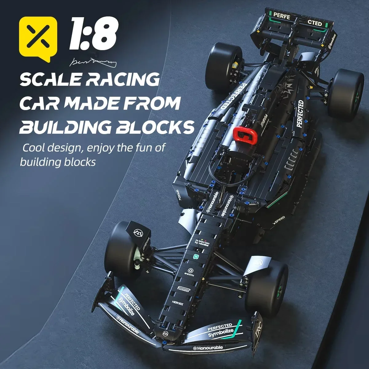 

1:8 Scale Formula One Racing Car Building Set Model Car Suitable for Adults and Children STEM Mechanical Toy Gift