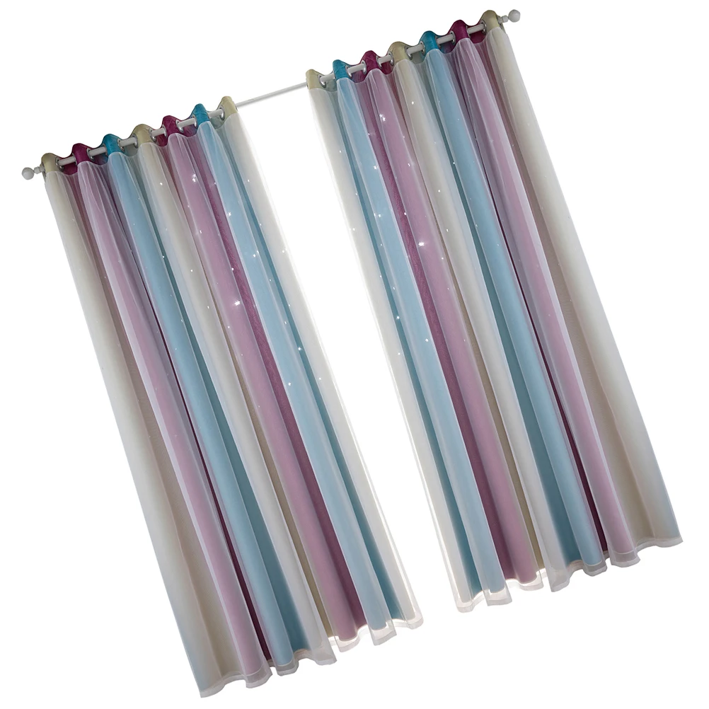 2Pcs Gradient Color Double-Layer Window Curtains Sunshade Blackout Curtain Bedroom Privacy Insulation Bedroom Curtain