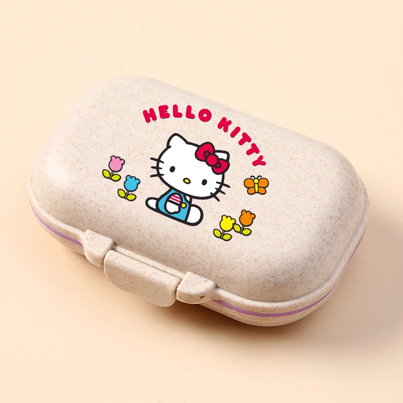 Sanrio Hello Kitty Cartoon Portable Pills Organizer Case 7 Grids Pillbox Tablet Storage Container Weekly Medicine Pill\'s Box