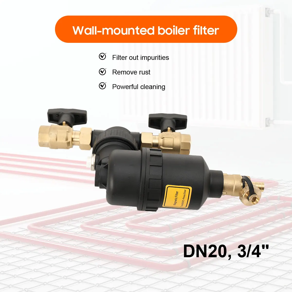 Magnetic Water Heater Filter DN20 Pre-filter Boiler Magnetic Filter For Underfloor Heating Systems