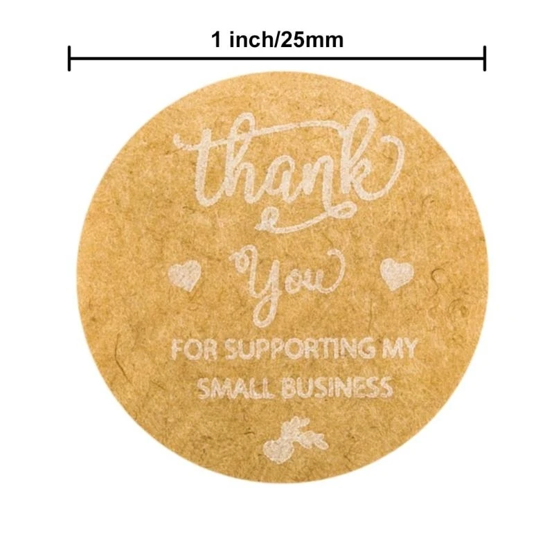 500pcs شكرًا لك على دعم عملي في Kraft ملصقات Seal Seal Scrapbooking Decoration مصنوعة يدويًا