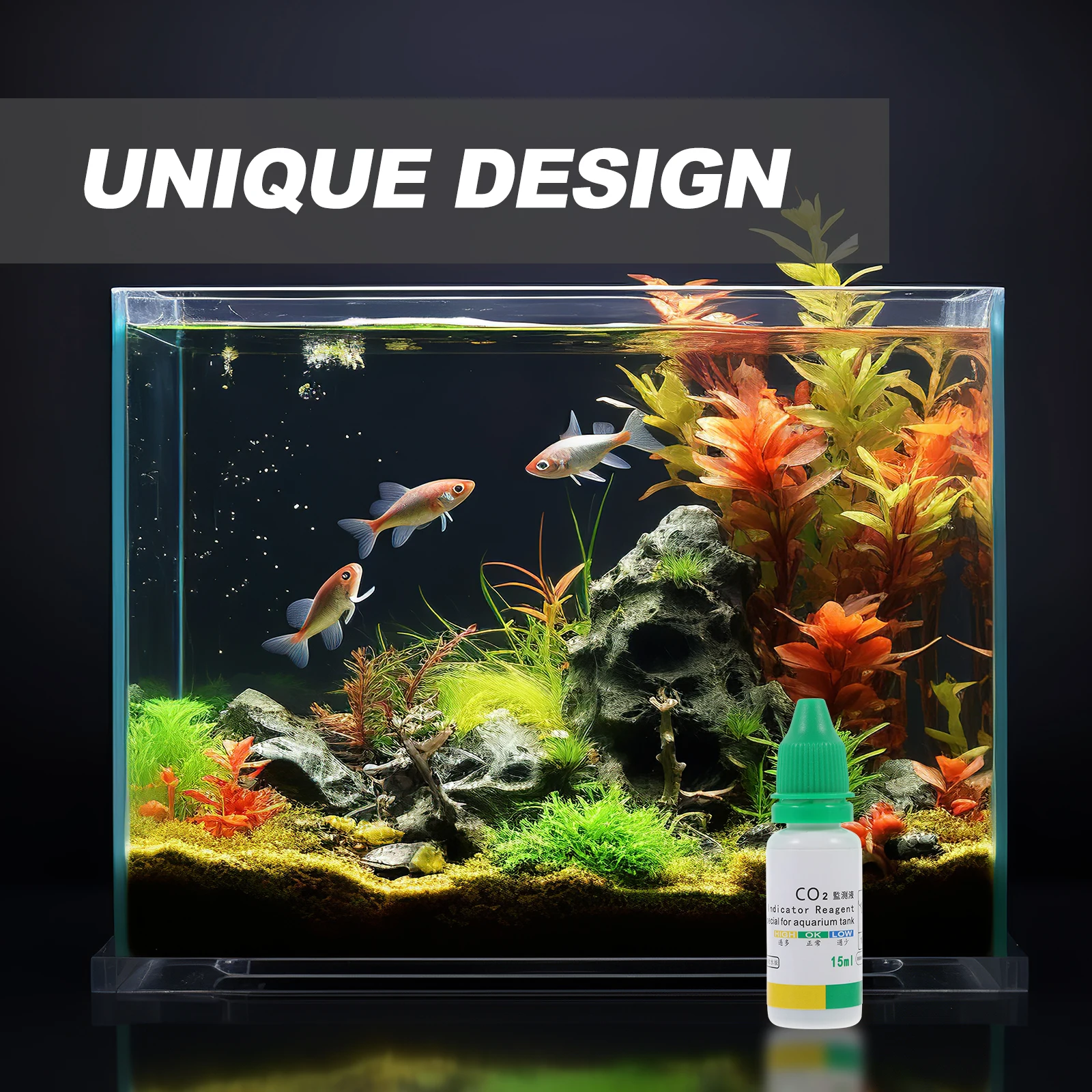 

Aquarium Water Kit 15ml CO2 Tester Indicator Solution Co2 Fish Tank Test Indicator Solutions for Fish Tank Quality Monitoring