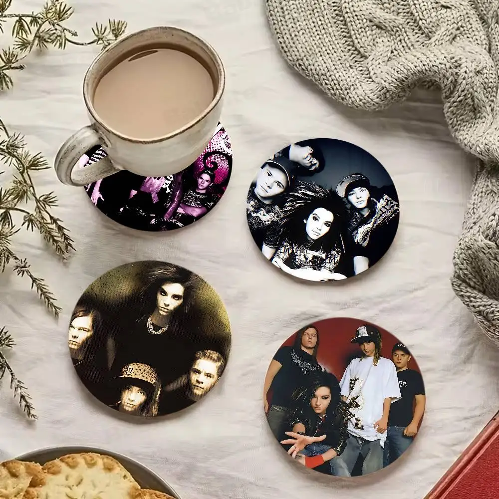 German Rock Band Tokio Hotel Retro Wooden Cup Mats Elements Colour Printing Cup Coasters Home Kitchen Decora Gifts