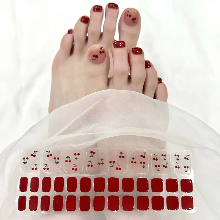 Solid Color Gel Toe Nail Sticker, Endurece com lâmpada UV, Cura Semi Curado Aurora Foot Gel, Nail Art Wraps Decorações