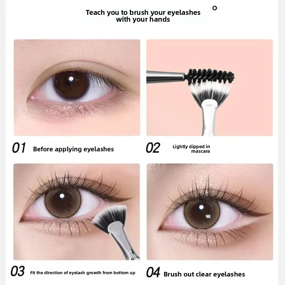 120° Folding Angle Scalloped Lash Brush Natural Mascara Fan Brush Angled Fan Shaped Eyelash Brush Eye Makeup Tools