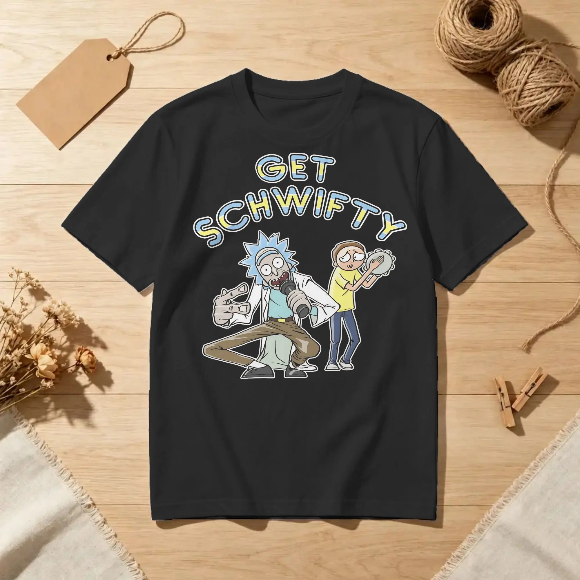 GET SCHWIFTY R-Rick and M-Morty T Shirt 100% Cotton Hipster T-Shirts Round Collar  Tees Short Sleeve Clothing 4XL 5XL