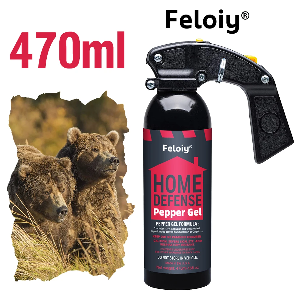 Spray de pimienta Home Defense de 470ML, spray OC de máxima resistencia, agarre completo de mano, pasador de seguridad