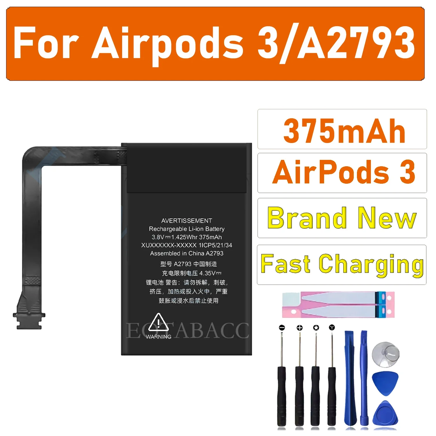 

100% New Original Battery A2793 For Apple airpods 3 Battery + Free Tools