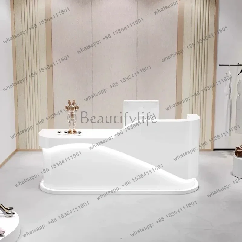 LSModern Minimalist Beauty Salon Reception Table Nordic High-end Clothing Store Cashier Desk Designer Office Furniture Pulpit FY
