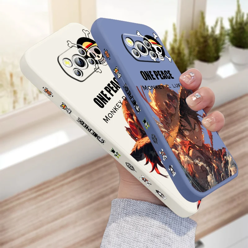 

Japanese One Piece Anime Luffy Liquid Left Rope For Xiaomi Mi Poco X6 X5 X4 X3 M6 M5 M5S M4 M3 F5 F4 F3 Pro 5G Cover Phone Case