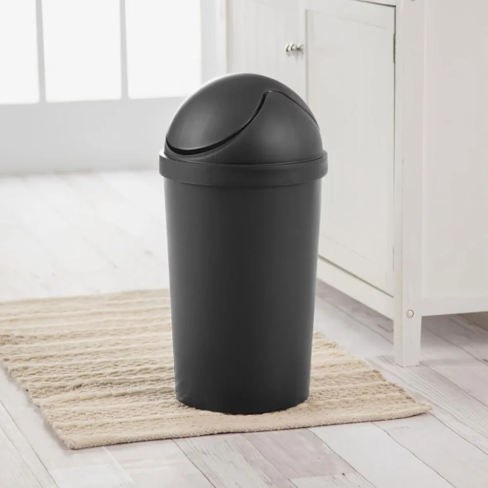 

6 Pack SwingTop Wastebasket, Round Trash Can w/Swing Top Lid 3 Gallon