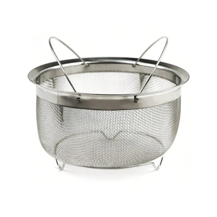 

【New style】YQQ Mesh Colander Strainer Basket With Folding Handles 3 Quarts For Pasta Frying And Salads Dishwasher Use In Pressu