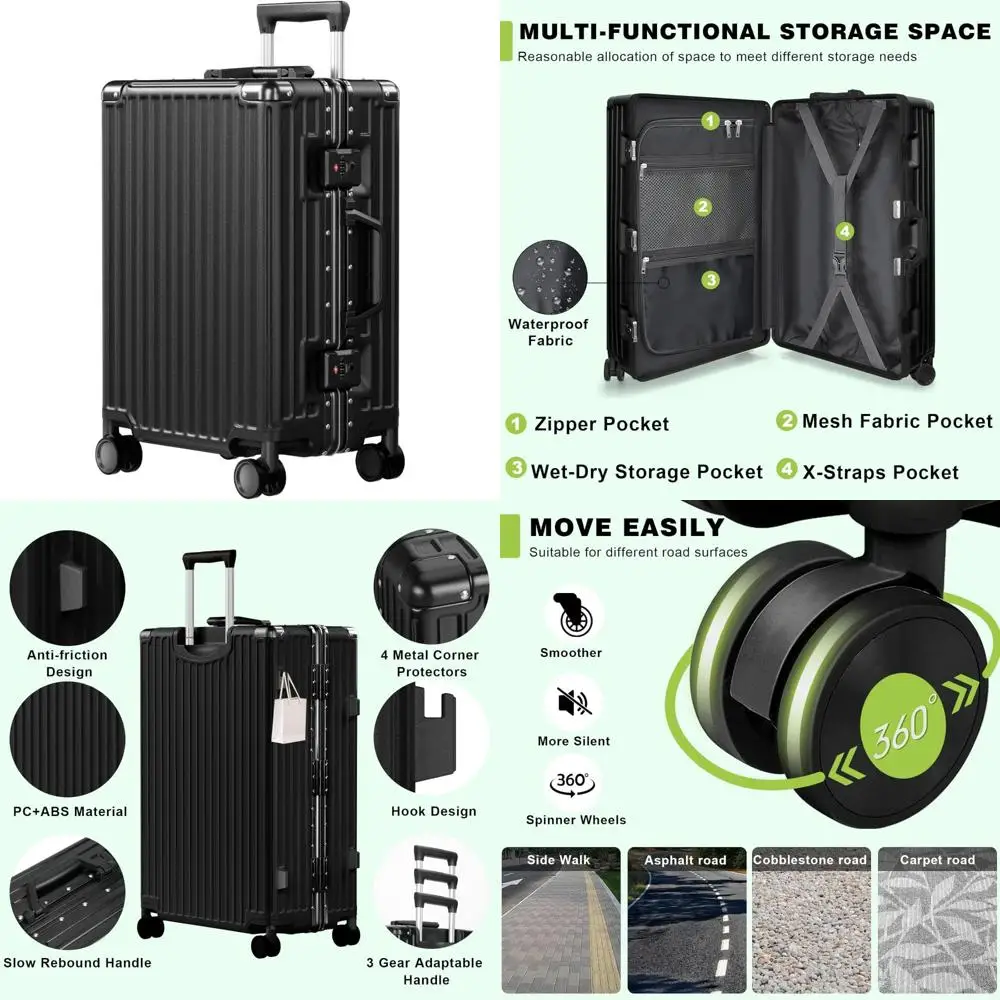 

20 Inch TSA Lock Double Spinner Wheels Zipperless Hard Shell Suitcase with Aluminum Frame Lightweight Luggage for Carry-On Trave