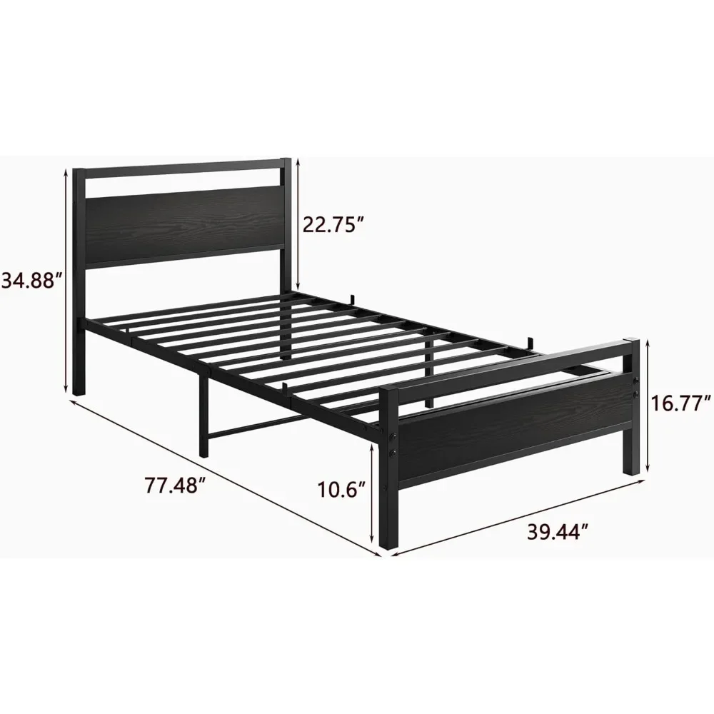 California King Bed Frame with 4 Storage Drawers - Sturdy Platform Bed with Charged Headboard, No Noise, No Box