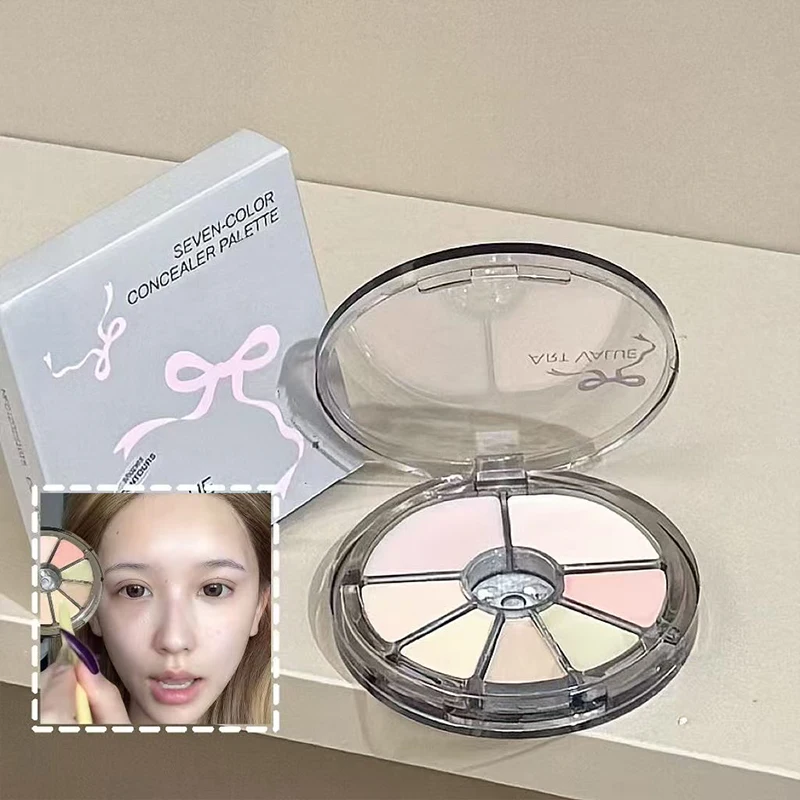 ครีมคอนซีลเลอร์ 7 สี, ให้ความชุ่มชื้นยาวนาน, กันน้ำและเหงื่อ, ปกปิดจุดด่างดำ, สิว, รอยคล้ำ, ปรับสีผิวให้กระจ่างใส