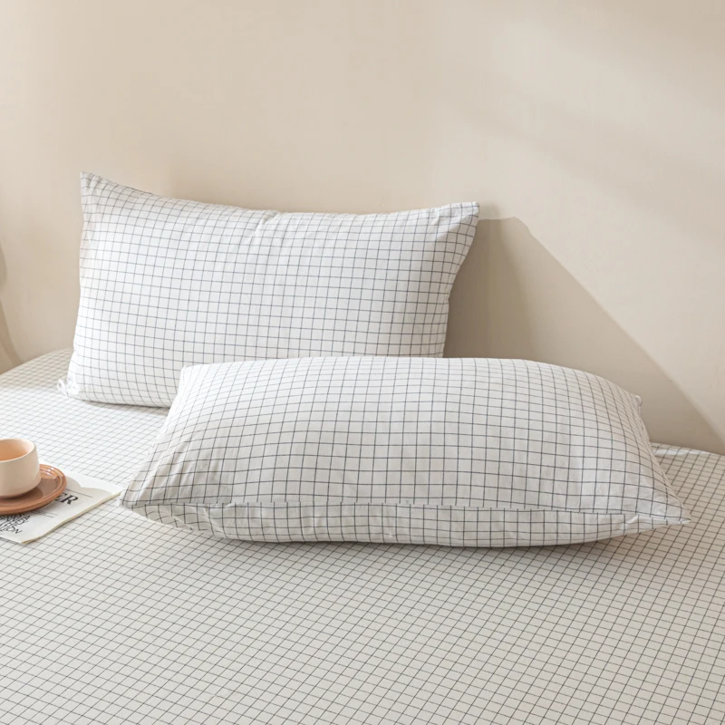 زوج من أغطية الوسائد القطنية المغسولة المصنوعة من القطن الخالص للاستخدام المنزلي، أغطية وسائد من القطن الخالص، غطاء بطانة أساسي مزدوج للصيف