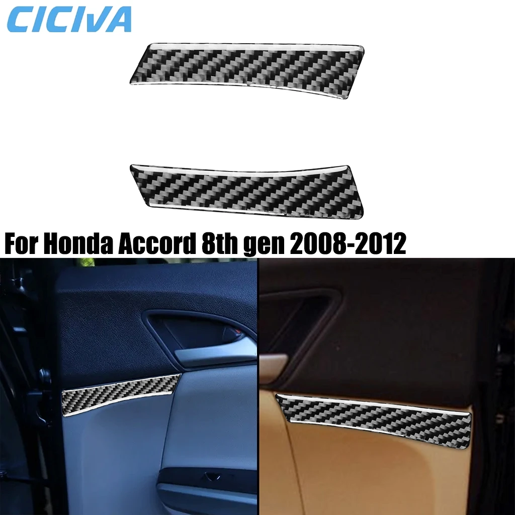 For Honda Accord 8th Gen 2008-2012 Carbon Fiber Rear Door Handle Decorative Strips Car Accessories Interior Cover Sticker Trim