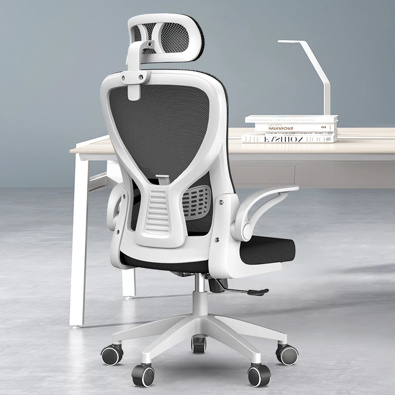 

Modern Ergonomic Office Task Chair with Mid-Back Mesh Rolling Work Swivel Desk Lumbar Support Flip-Up Fabric for Work