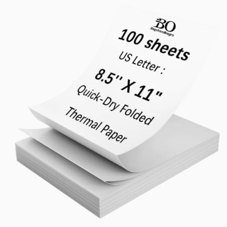 Thermal Paper 8.5 x 11 Inch for Portable Printers, PCS US Letter Size BPA-Free Thermal Printer Paper for N80/A285M/Most Inkless