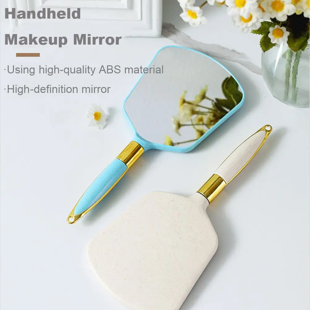 Espelho de maquiagem portátil vintage, espelho de vaidade de alta definição com alça, espelho de mão, spa, salão de beleza, espelho compacto cosmético para mulheres